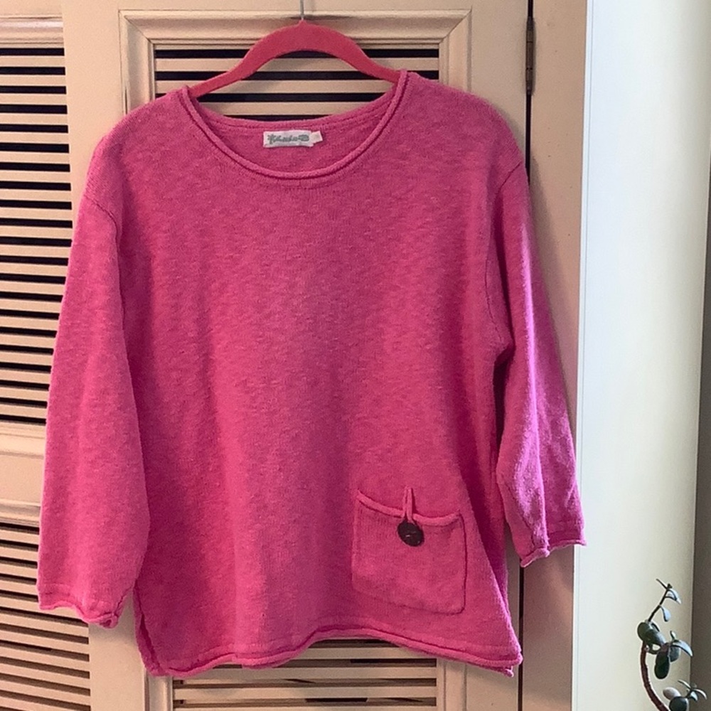 Pink COTTON 3/4 Sleeve sweater with Pocket Lulu B